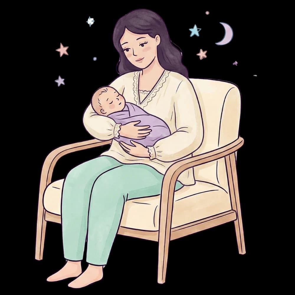 Parent holding sleeping baby